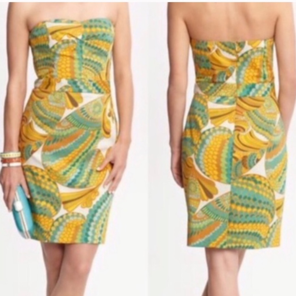 Banana Republic Trina Turk Strapless Mini Dress Paisley Pattern, size 12 - Picture 2 of 7